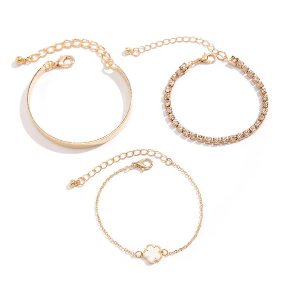 Set Of 3 White Clover Bracelet