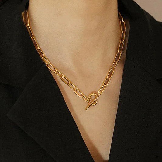 Lock Bold Gold Plated Necklace