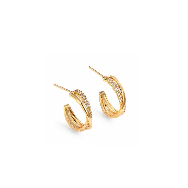 AD Studded Half Hoop Earrings
