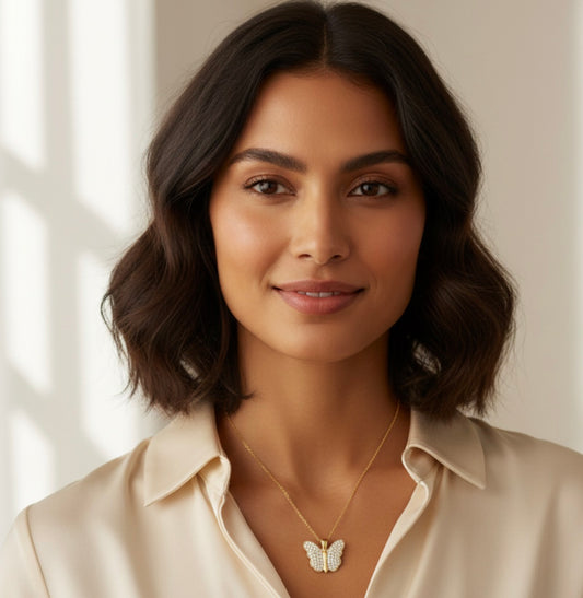 Crystal Butterfly Pendant Necklace