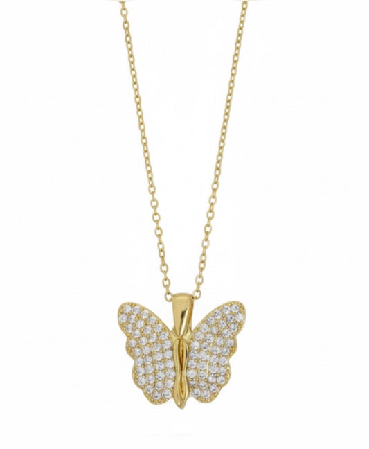 Crystal Butterfly Pendant Necklace