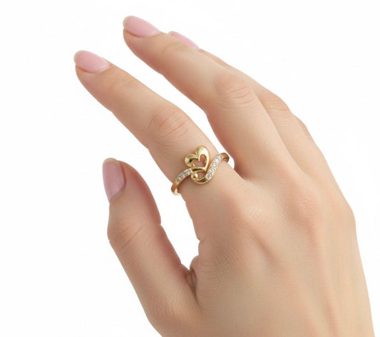 Golden Heart Embrace Ring