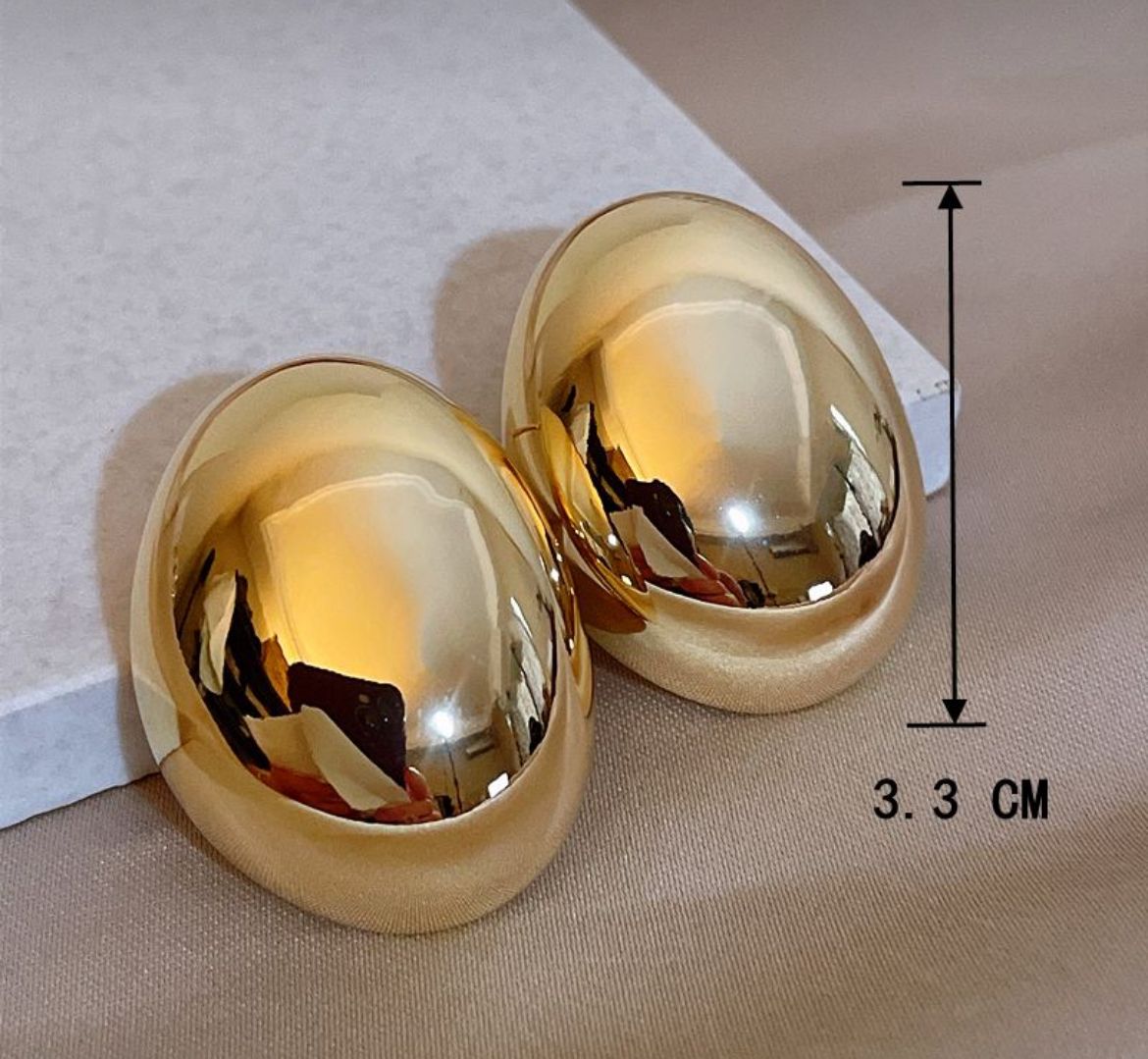 18K Gold Plated Chunky Dome Stud Earrings Korean Minimalist Style