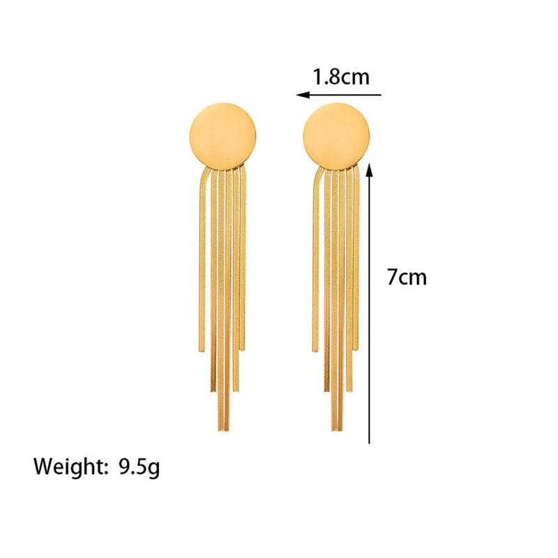 "Golden Cascade" 18K Gold Plated Stainless Steel Anti Tarnish Geometric Statement Tassel Earrings For Women