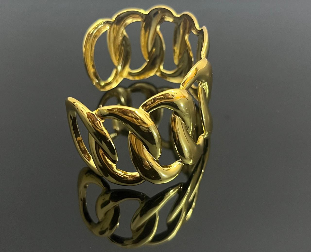 18K Gold-Plated Anti Tarnish Bold Chain Link 18K Cuff Bracelet