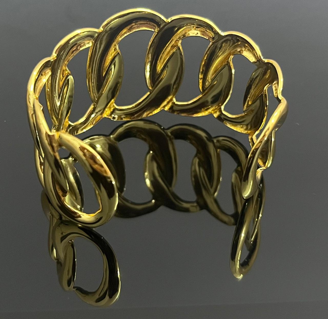 18K Gold-Plated Anti Tarnish Bold Chain Link 18K Cuff Bracelet
