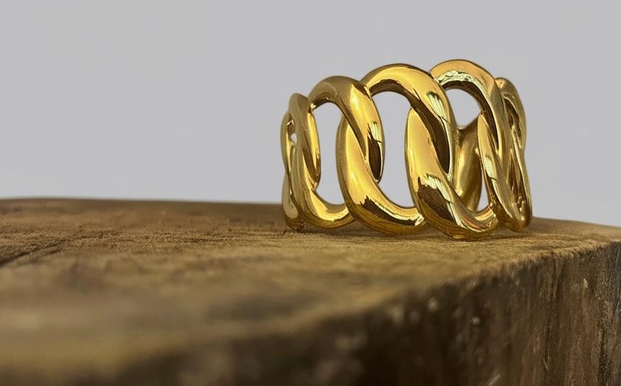 18K Gold-Plated Anti Tarnish Bold Chain Link 18K Cuff Bracelet