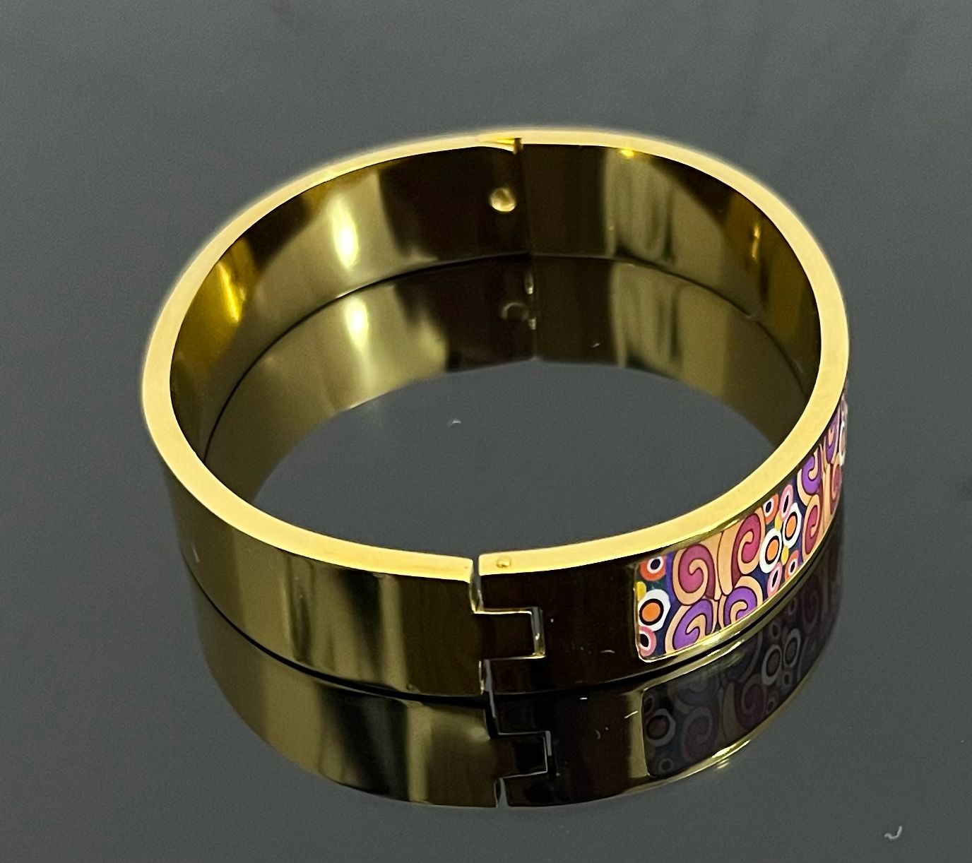 18K Gold-Plated Enamel Art Inspired Anti-Tarnish Bangle Bracelet
