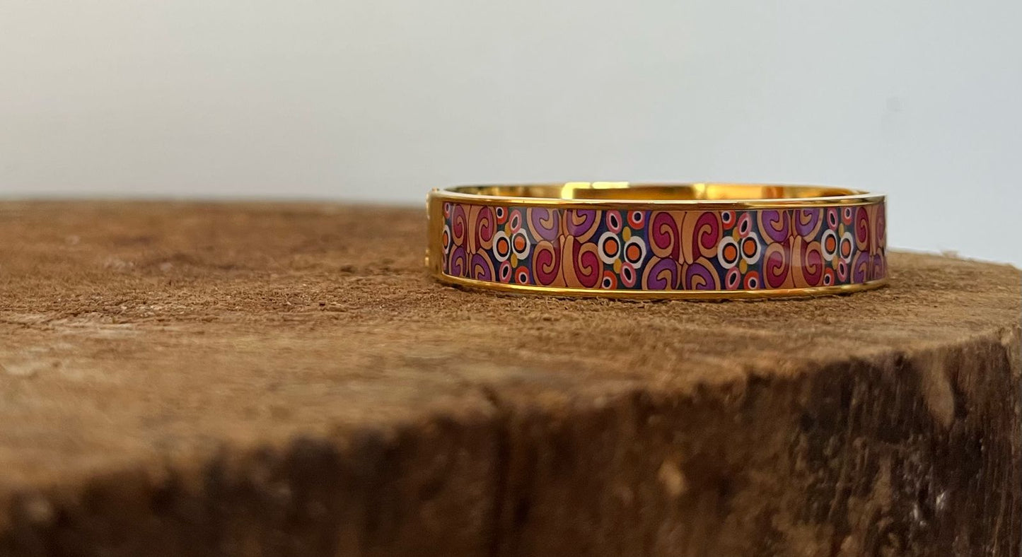 18K Gold-Plated Enamel Art Inspired Anti-Tarnish Bangle Bracelet