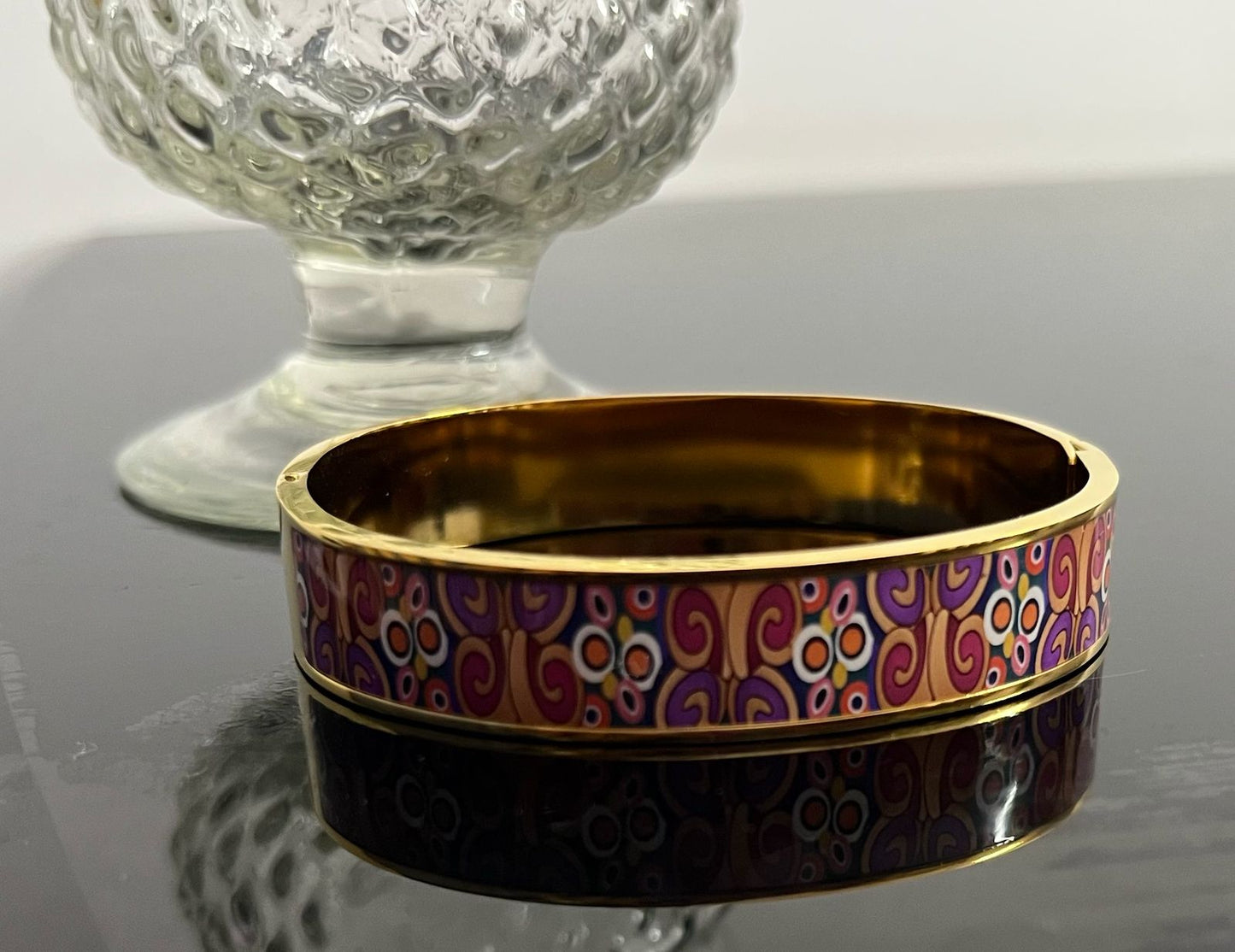 18K Gold-Plated Enamel Art Inspired Anti-Tarnish Bangle Bracelet