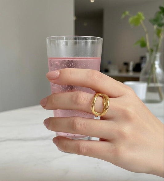 Minimalist Open Circle Chain Link Adjustable Ring