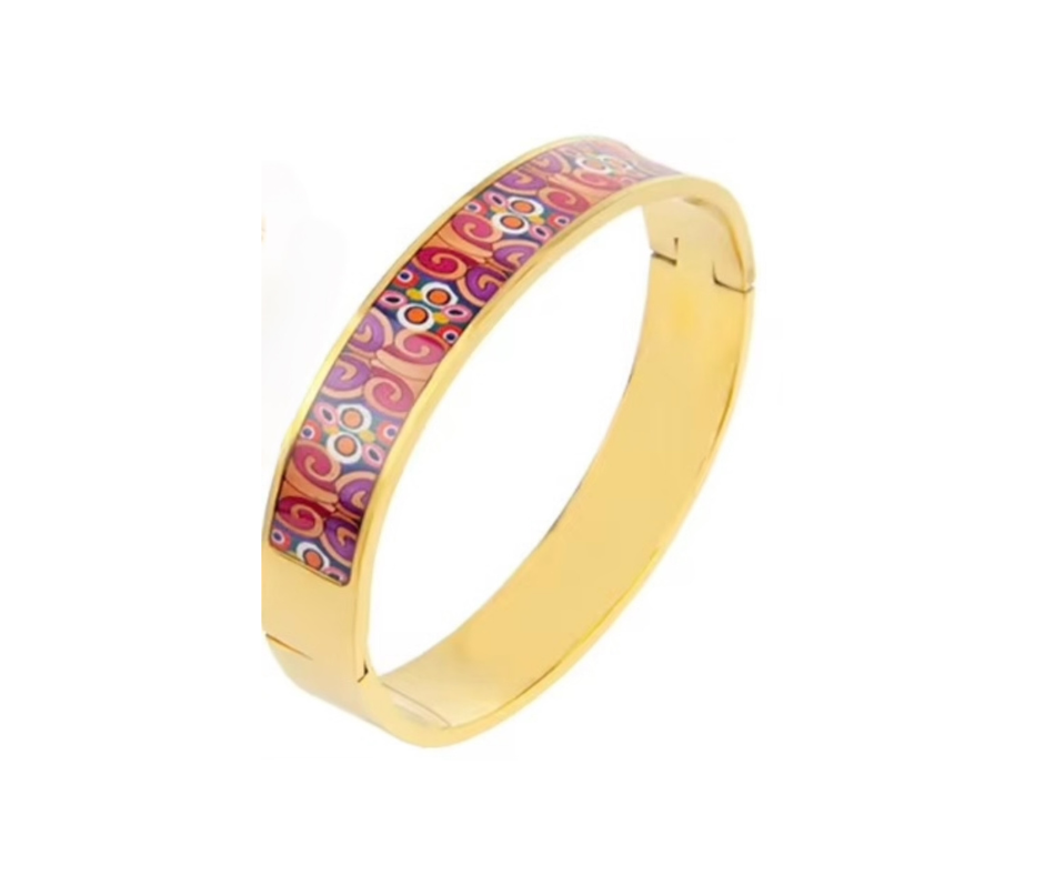 18K Gold-Plated Enamel Art Inspired Anti-Tarnish Bangle Bracelet