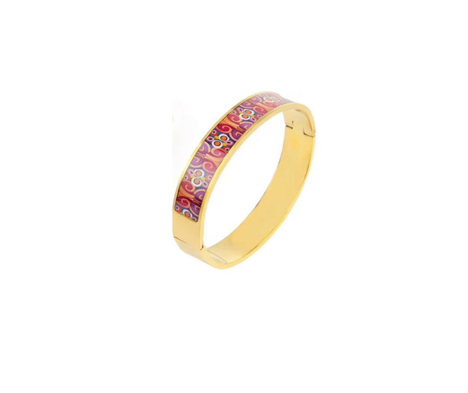 18K Gold-Plated Enamel Art Inspired Anti-Tarnish Bangle Bracelet