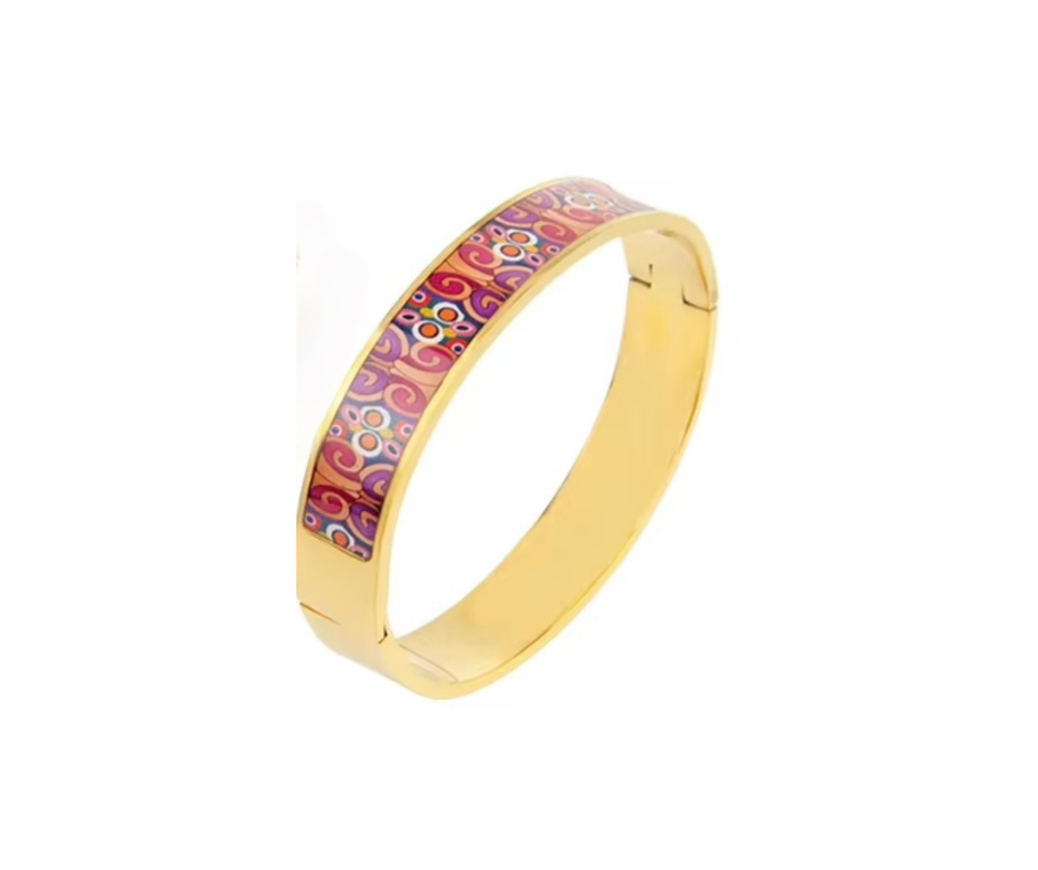 18K Gold-Plated Enamel Art Inspired Anti-Tarnish Bangle Bracelet