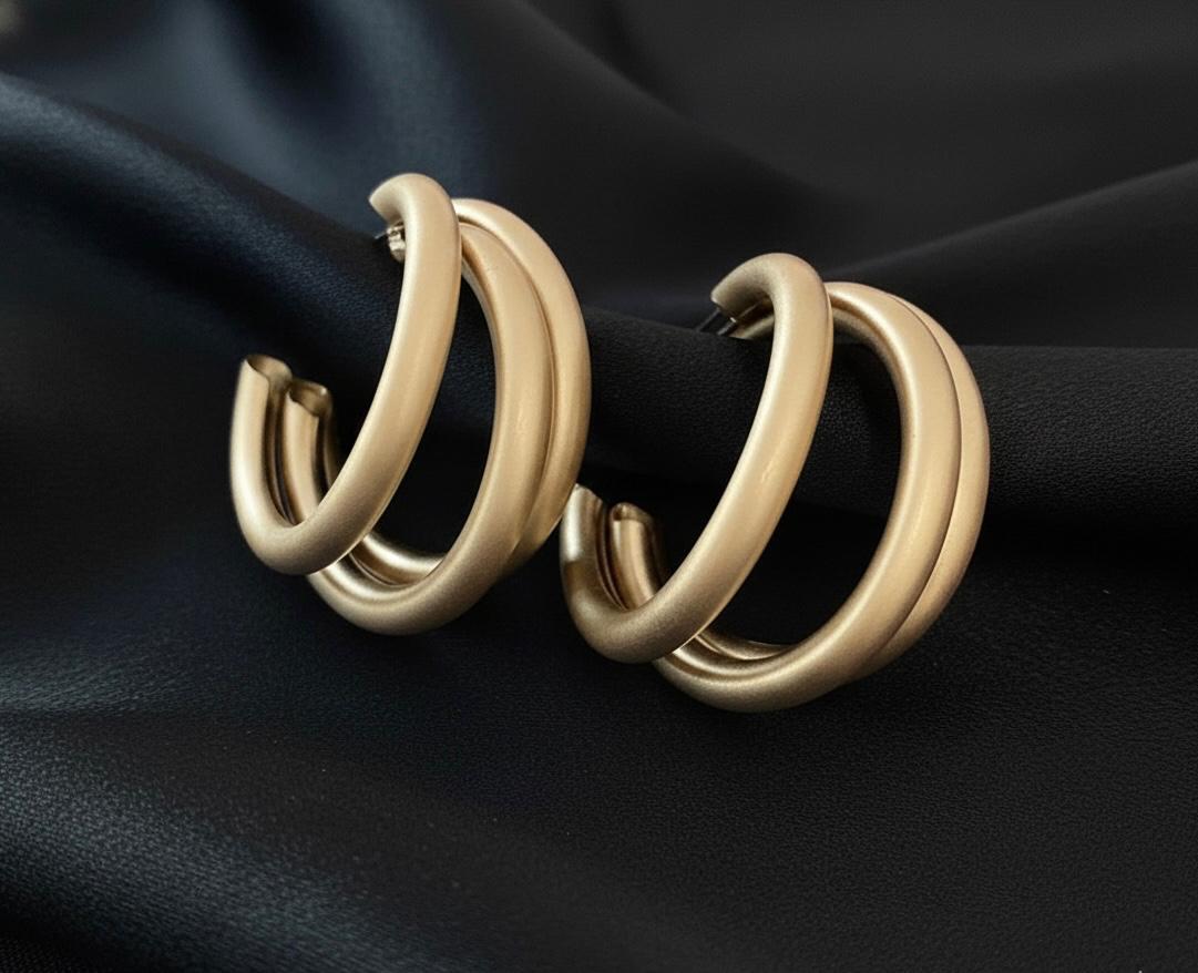 Modern Triple Ring Hoop Earrings