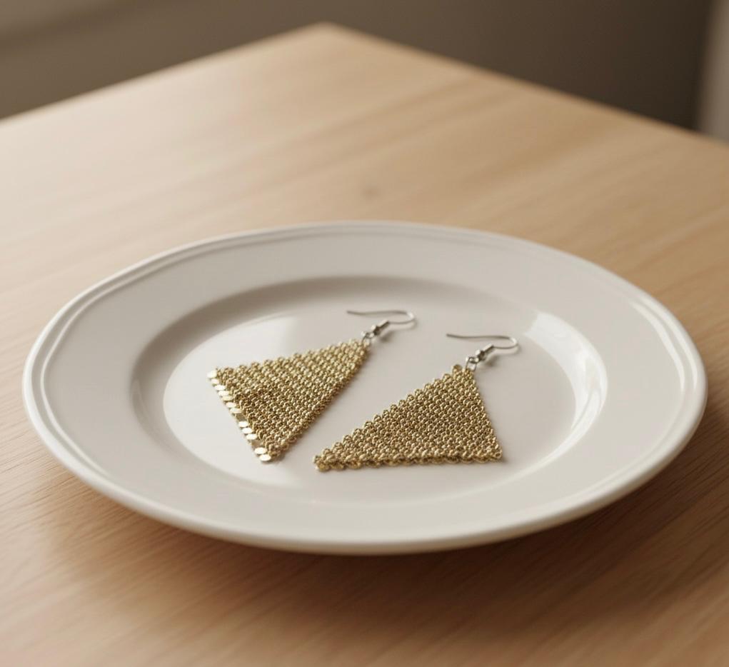 Golden Mesh Dangle Earrings