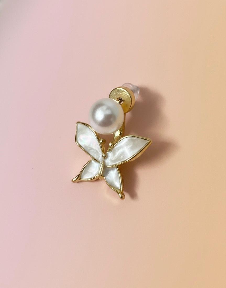 Pearl Butterfly Stud Earrings