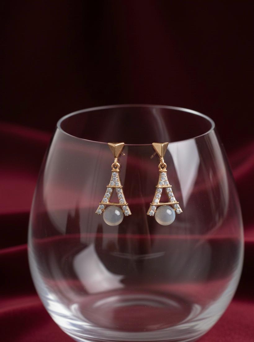 Golden Eiffel Drop Earrings