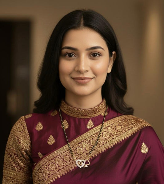 Double Heart Black Bead Necklace