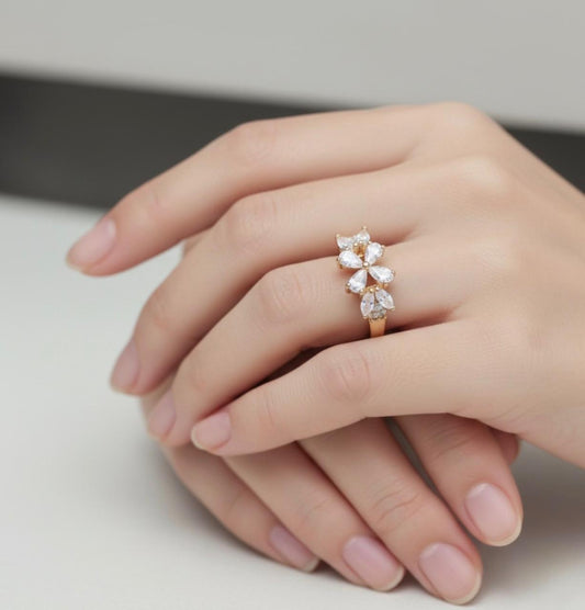 Blooming Crystal Flower Ring