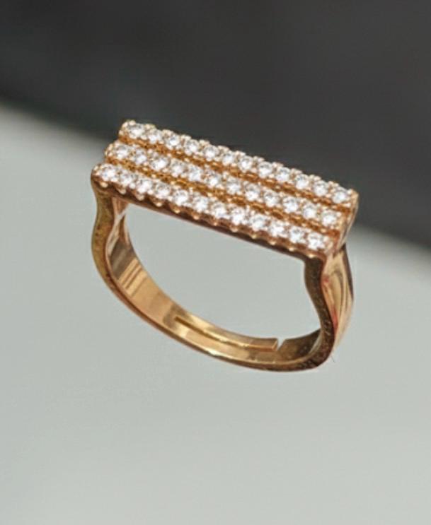 Triple Row Crystal Bar Ring