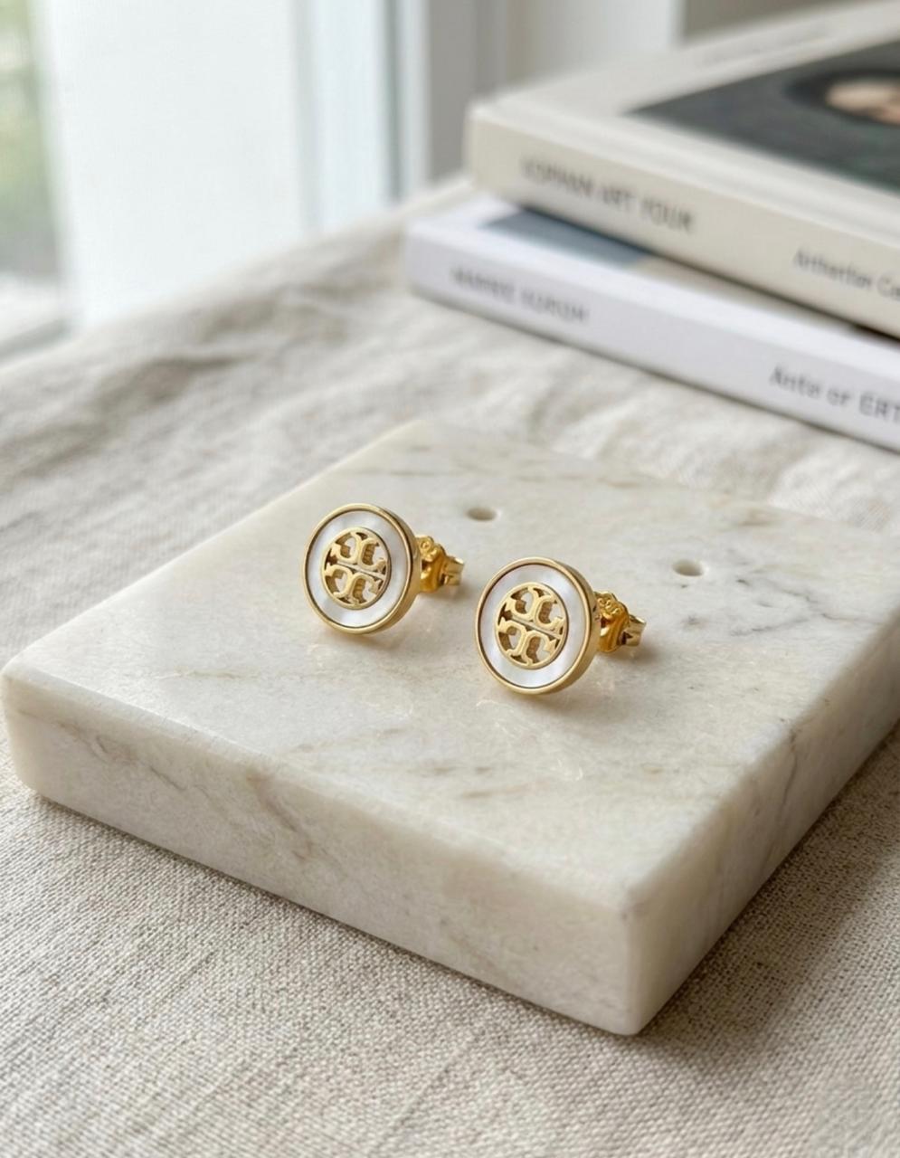 Ivory Glow Circle Studs