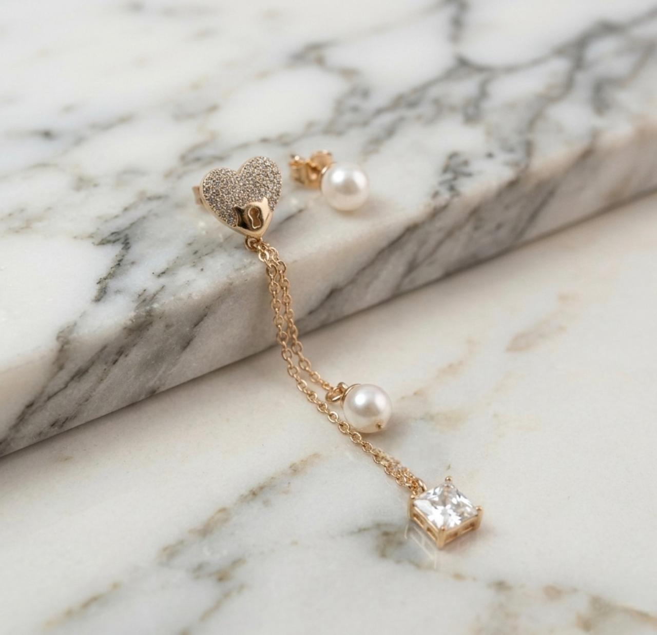 Royal Heart Lock Pearl Drops