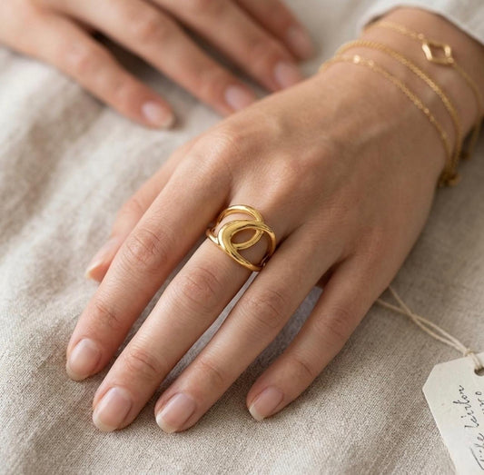 Golden Embrace Adjustable Ring