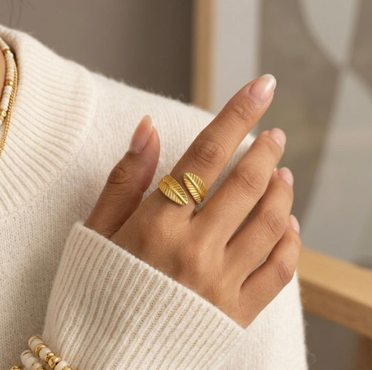 Golden Fern Adjustable Ring