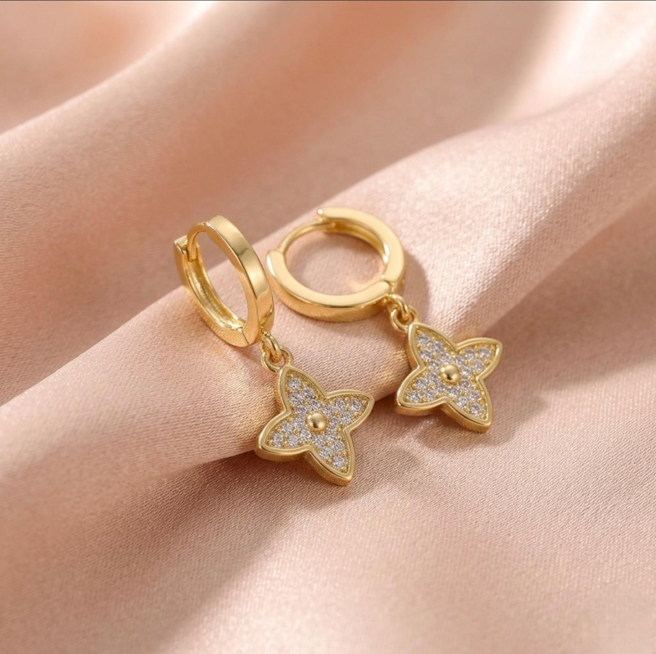 Crystal Clover Charm Hoops