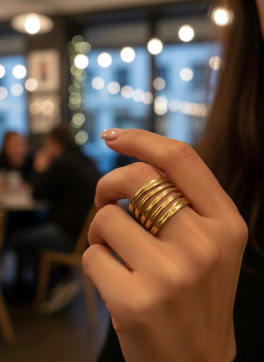 Crystal Studded Adjustable Round Finger Ring