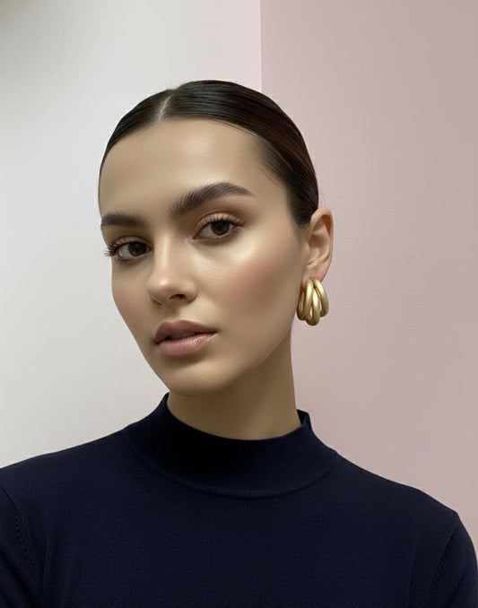 Modern Triple Ring Hoop Earrings