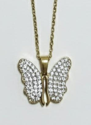 Crystal Butterfly Pendant Necklace