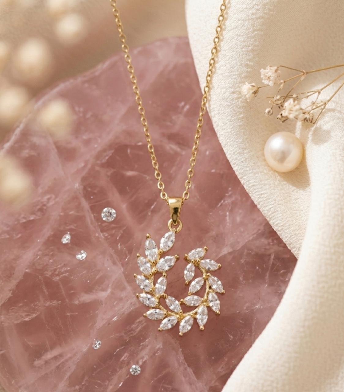 Crystal Leaf Bloom Pendant