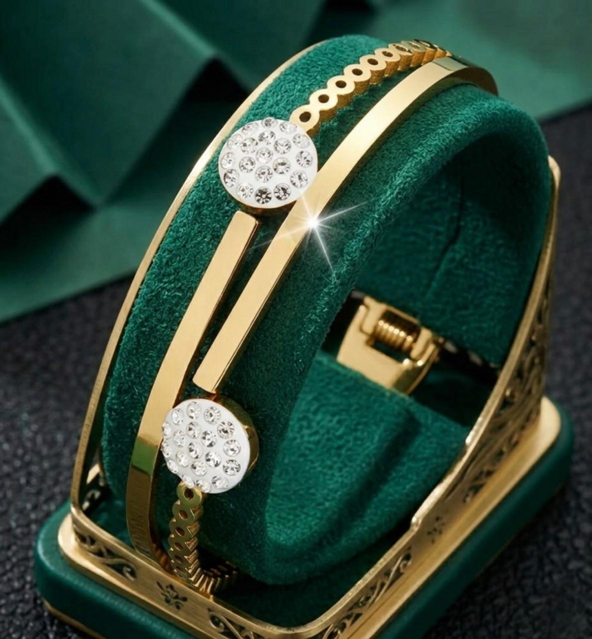 Golden Orbit Crystal Bangle
