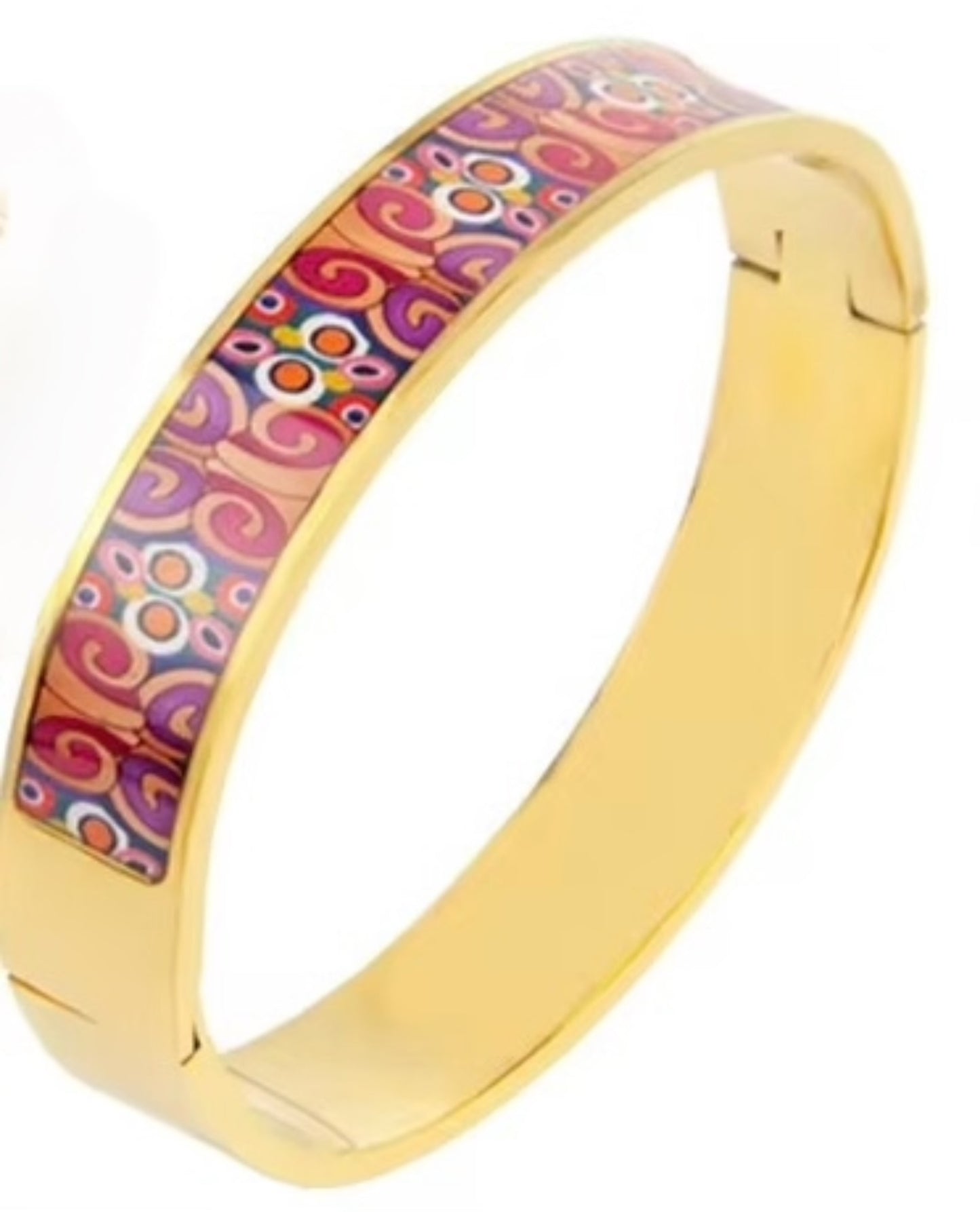 18K Gold-Plated Enamel Art Inspired Anti-Tarnish Bangle Bracelet