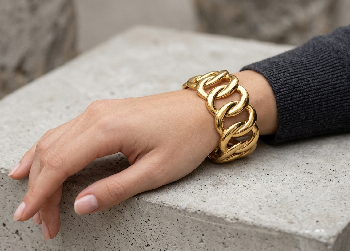 Bold Chain Link 18K Cuff Bracelet