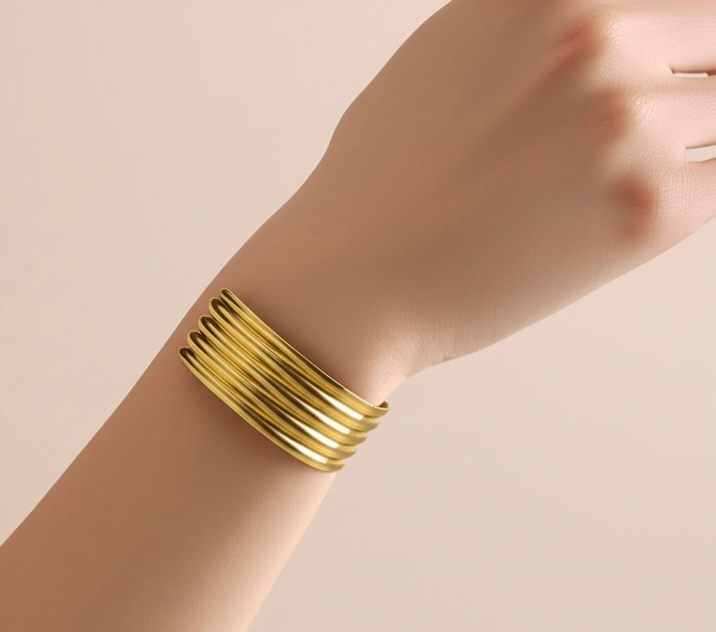 18K Gold Plated Ribra Luxe Cuff Bracelet