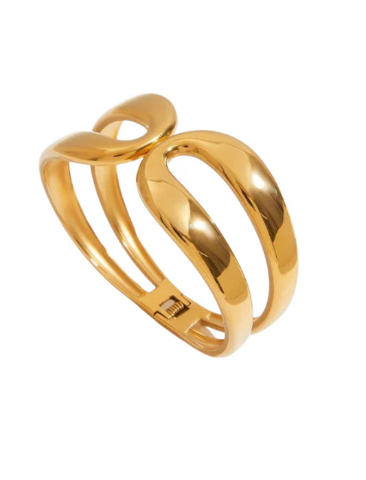 18K Gold-Plated Anti Tarnish Front Open Designer Cuff Bracelet