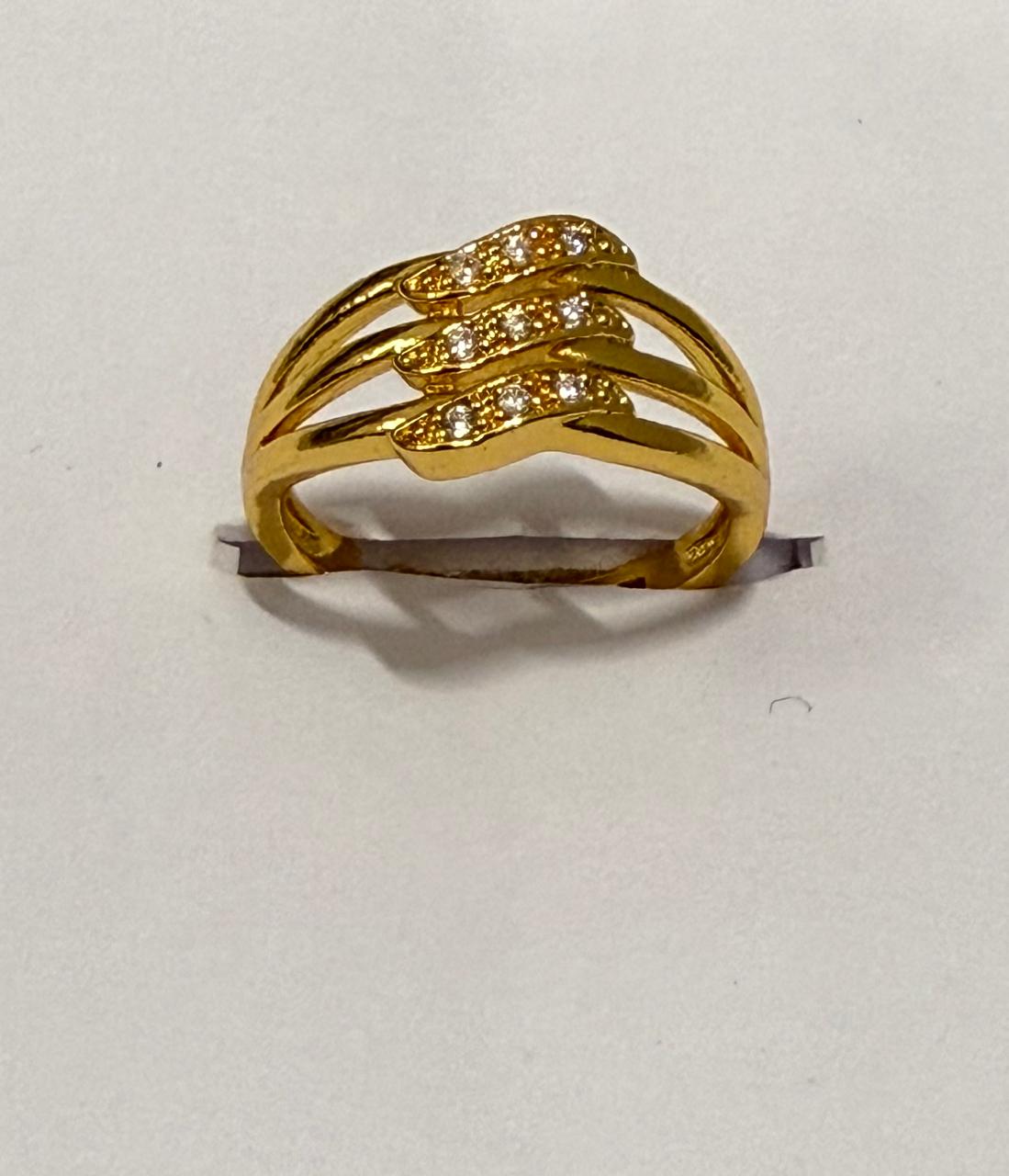 Triple Sparkle Wave Ring