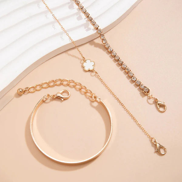 Set Of 3 White Clover Bracelet