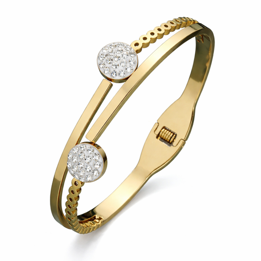Golden Orbit Crystal Bangle