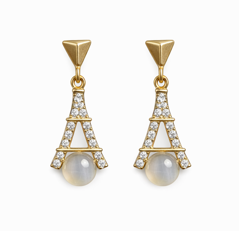 Golden Eiffel Drop Earrings