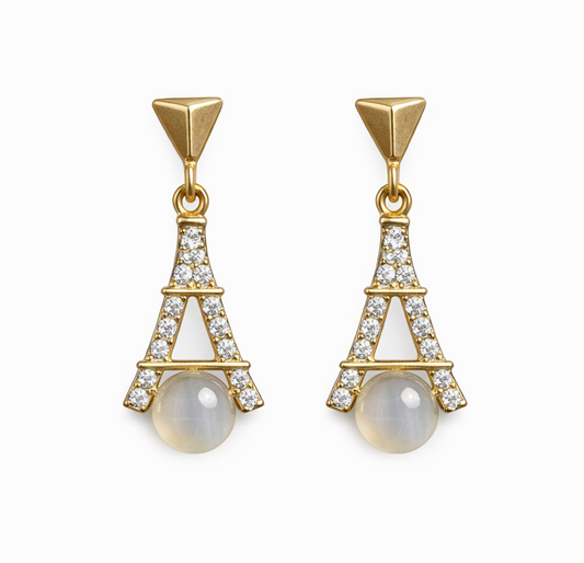 Golden Eiffel Drop Earrings