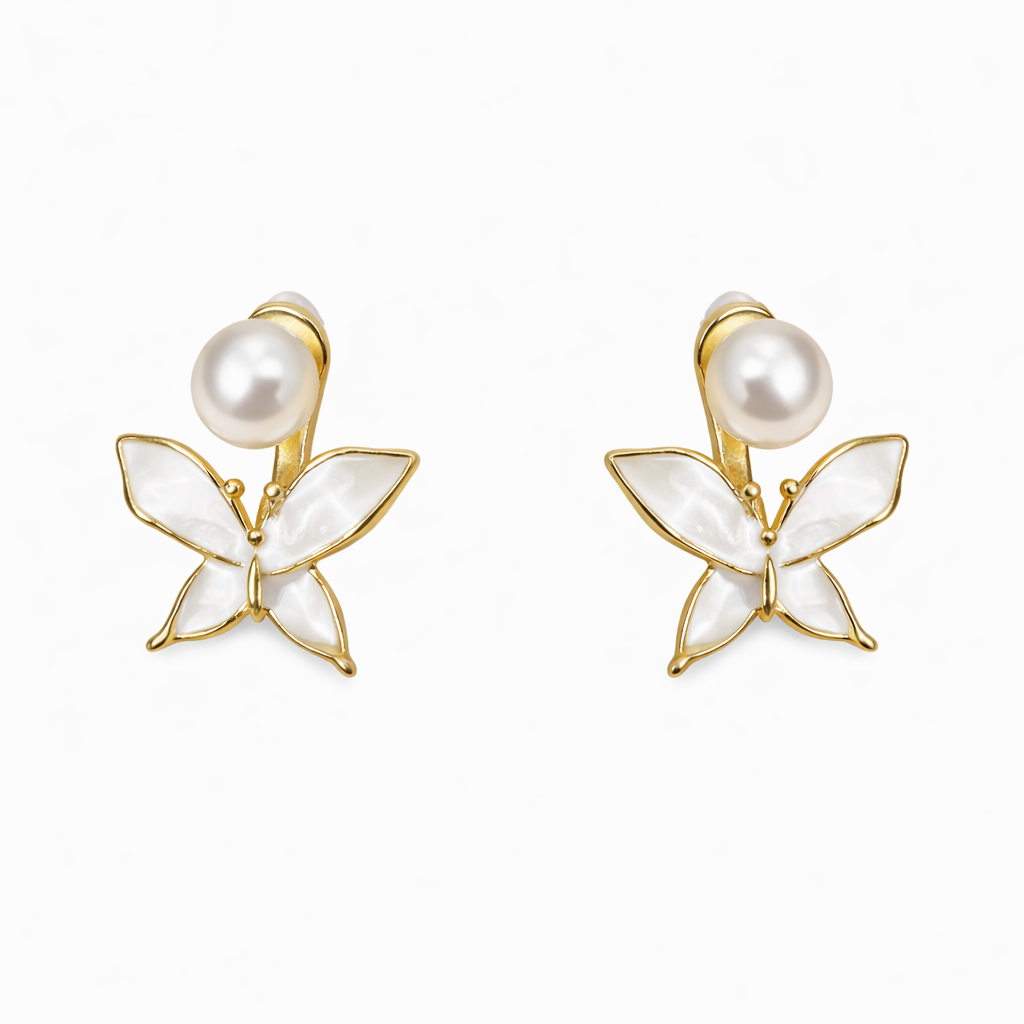 Pearl Butterfly Stud Earrings