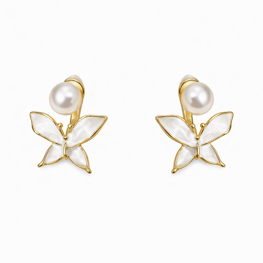 Pearl Butterfly Stud Earrings