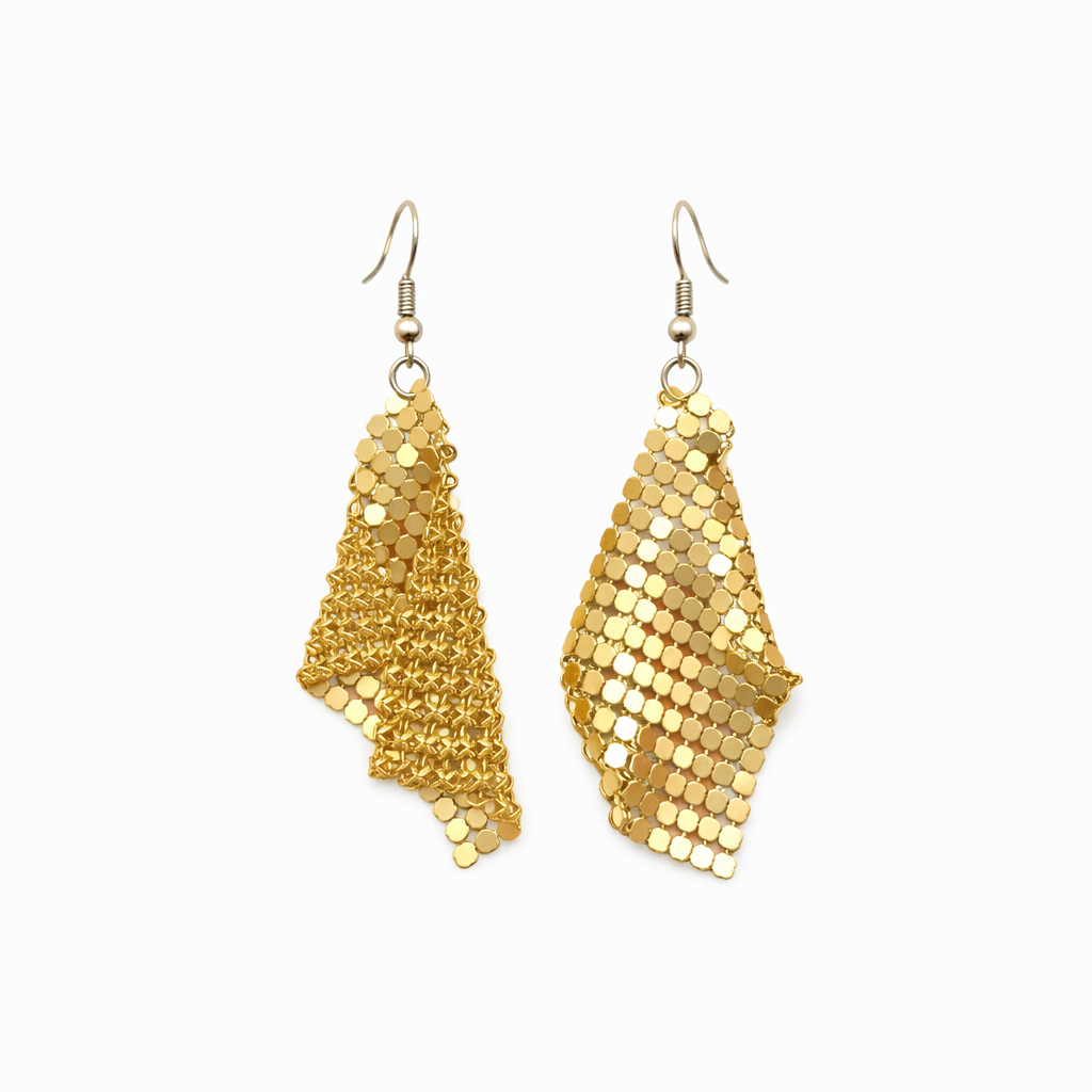 Golden Mesh Dangle Earrings