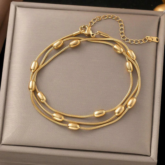 Triple Strand Necklace Wraparound Bracelet cum Necklace