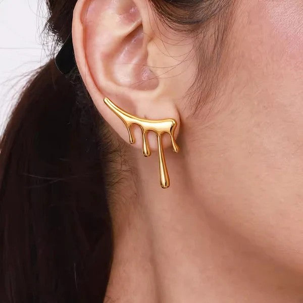 Gold Plated Stainless Steel Anti Tarnish Irregular Stud Earrings