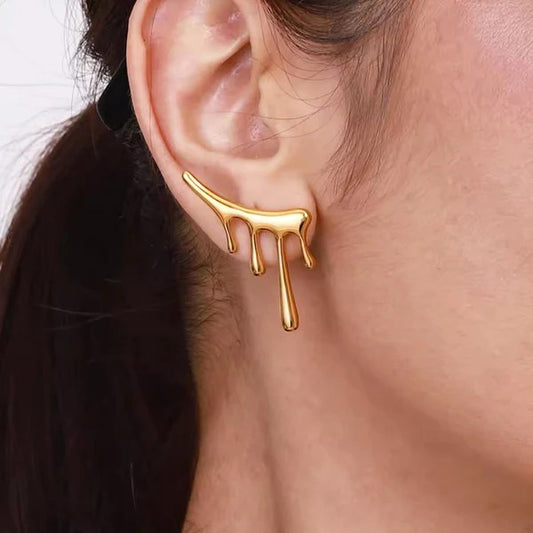Gold Plated Stainless Steel Anti Tarnish Irregular Stud Earrings